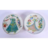 A PAIR OF MIDDLE EASTERN TURKISH FAIENCE KUTAHYA PLATES. 13 cm diameter.