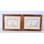 Des Harradine British (1929-1999) Small framed watercolours of sailing boats .11x 16 cm (2).