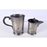 An antique pewter Quart tankard together with a pewter jug largest 16.5 cm (2).