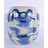 AN 18TH/19TH CENTURY JAPANESE EDO PERIOD BLUE AND WHITE LOBED VASE painted with landscapes. 19 cm x