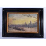 British School (C1900) Oil on canvas, London thames scene. 52 cm x 32 cm.