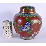 AN EARLY 20TH CENTURY CHINESE CLOISONNE ENAMEL GINGER JAR AND COVER Late Qing/Republic. 22 cm x 15 c