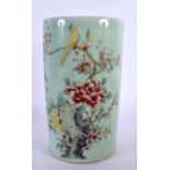 A CHINESE CELADON PORCELAIN BRUSH POT 20th Century. 18 cm x 10 cm.