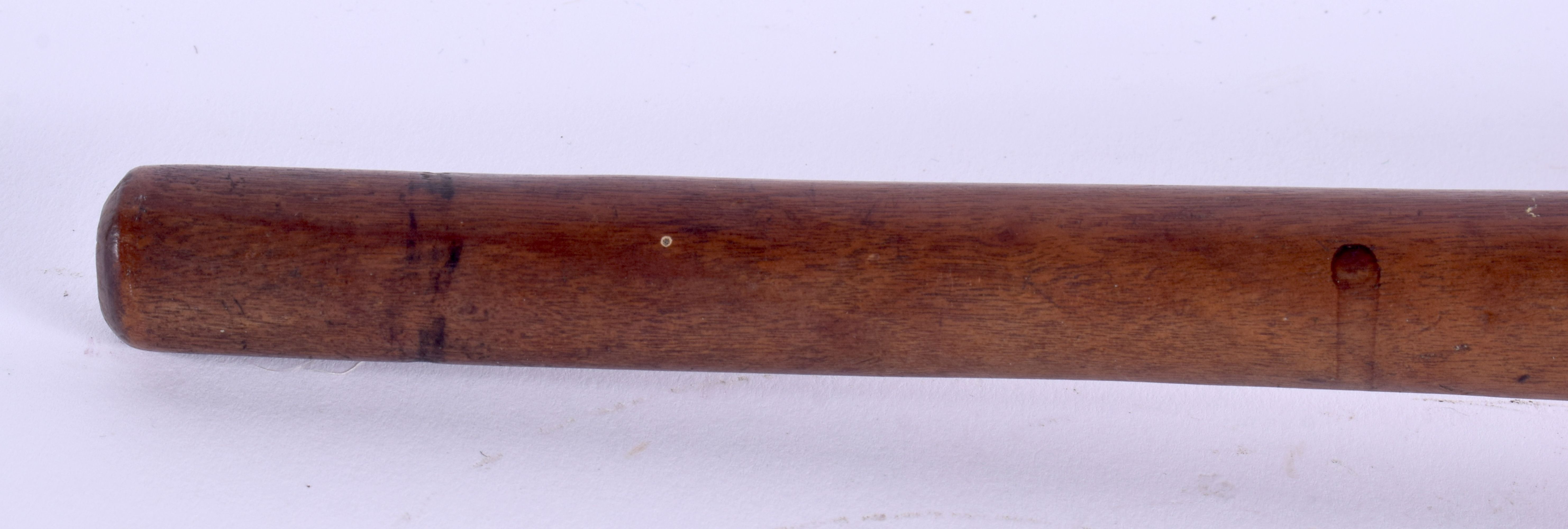 AN EARLY 20TH CENTURY TRIBAL CARVED WOOD THROWING CLUB with dimpled terminal. 47 cm long. - Image 7 of 8