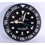 A ROLEX SHOP DISPLAY ADVERTISING WALL CLOCK. 33 cm diameter.