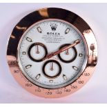 A ROLEX SHOP DISPLAY ADVERTISING WALL CLOCK. 33 cm diameter.