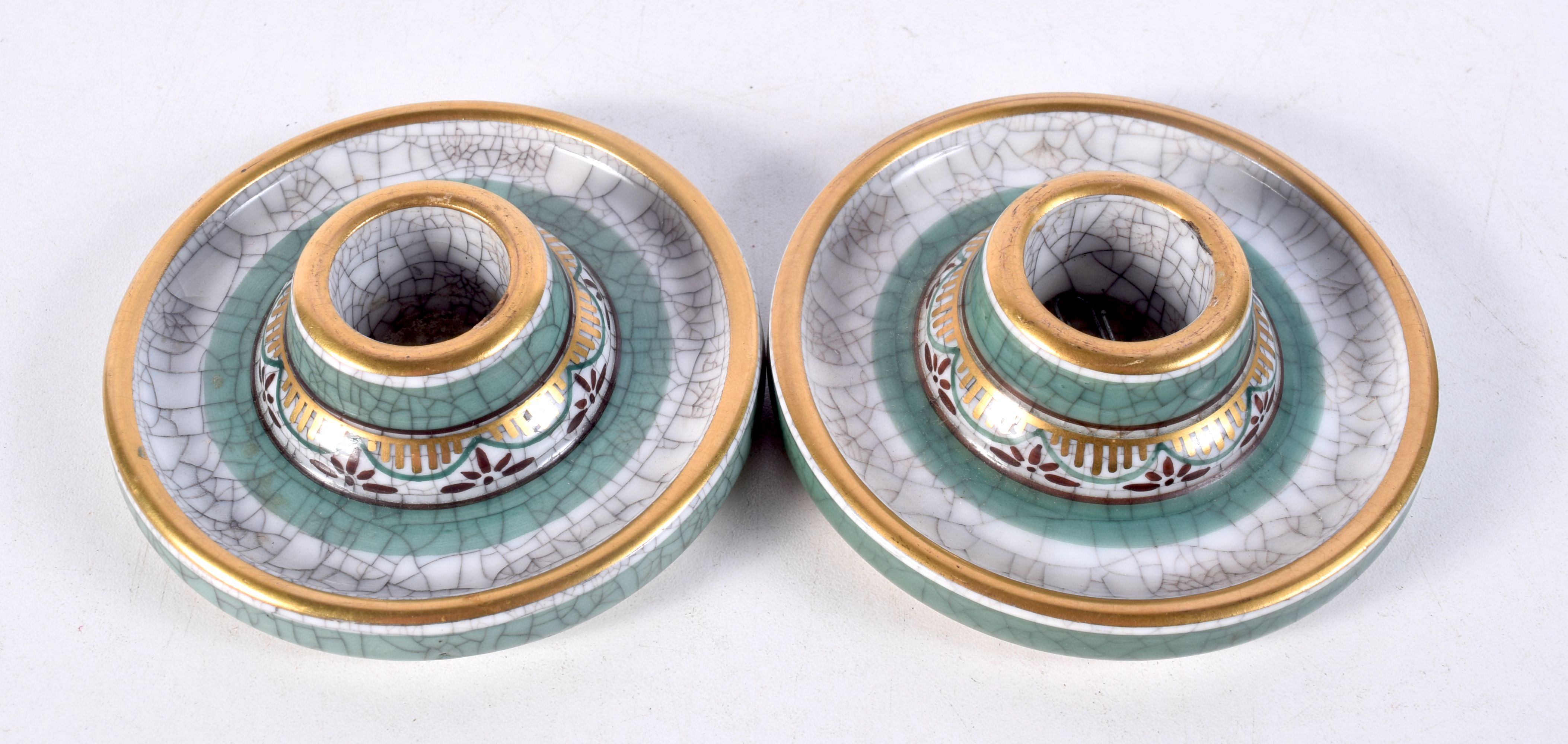 A pair of Copenhagen porcelain candle holders 9 cm (2).