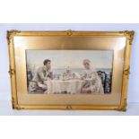 A framed lithographic print of a couple by Blair Leighton .32 x 61 cm.
