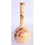 Royal Worcester with globular body and tall neck printed and painted with flowers by Edward Raby, si