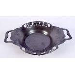 A TUDRIC ART NOUVEAU TWIN HANDLED PEWTER DISH. 27 cm wide.