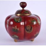 A GOOD 19TH CENTURY JAPANESE MEIJI PERIOD CLOISONNE ENAMEL CENSER AND COVER decorated with roundels.