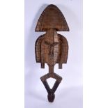 A VINTAGE AFRICAN TRIBAL KOTA COPPER OVERLAID WOOD FIGURE acquired C1970. 64 cm x 20 cm.