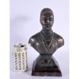 AN UNUSUAL EARLY 20TH CENTURY TURKISH ISLAMIC BUST OF A MALE modelled in engraved robes. 30 cm x 10