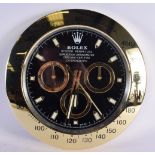 A ROLEX SHOP DISPLAY ADVERTISING WALL CLOCK. 33 cm diameter.