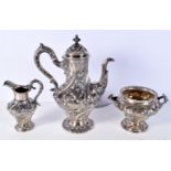 A GOOD VICTORIAN SCOTTISH SILVER AND IVORY TEASET. Edinburgh 1853 & 1855. 1707 grams. Largest 31 cm