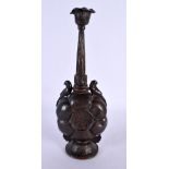 AN 18TH/19TH CENTURY OTTOMAN ARMENIAN RELIGIOUS COPPER ALLOY VESSEL with bird head mounts. 27 cm hig