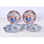 A pair of Masons Ironstone shell dishes Circa 1820 together with 2 other early 19th Century Masons