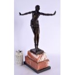 A CONTEMPORARY BRONZE FIGURE OF AN ART DECO DANCER. 53 cm high.