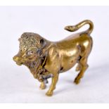 AN 18TH/19TH CENTURY BRONZE FIGURE OF A BULL. 5 cm x 3.25 cm.