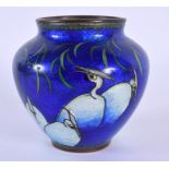 AN EARLY 20TH CENTURY JAPANESE MEIJI PERIOD CLOISONNE ENAMEL JAR decorated with birds. 8 cm wide.