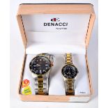 TWO DENACCI WRISTWATCHES. Largest 5 cm wide inc crown. (2)