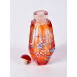 A VINTAGE CHINESE ENAMELLED GLASS SNUFF BOTTLE. 7 cm x 3 cm.