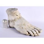 A LARGE PLASTER COUNTRY HOUSE ROMAN FOOT DOOR STOP After the Antiquity. 52 cm x 28 cm.