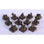 CHINESE BRONZE SEALS 20th Century. 3.5 cm x 2.5 cm. (qty)