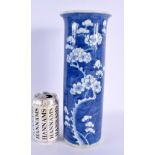 A LARGE 19TH CENTURY CHINESE BLUE AND WHITE PRUNUS VASE bearing Kangxi marks to base. 32 cm high.