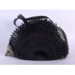 A CHARMING NOVELTY BLACK LEATHER HEDGEHOG HANDBAG. 33 cm x 20 cm.