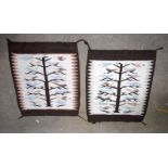 A pair of Native American Navajo bird rugs 94 x 72 cm.