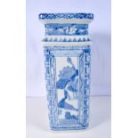 A large Chinese porcelain blue and white vase decorated with birds and foliage in panels. 35 x 14cm.