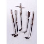 VINTAGE ART DECO STEEL GOLF CLUB INSTRUMENTS. 32 grams. 11 cm x 1.25 cm. (5)