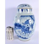 A LARGE CHINESE BLUE AND WHITE PORCELAIN JAR AND COVER 20th Century. 32 cm x 15 cm.