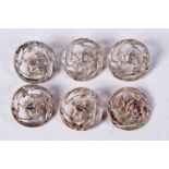 SIX ART NOUVEAU CHESTER SILVER BUTTONS. 24 grams. 2.75 cm wide. (6)