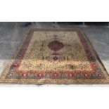 A VERY LARGE PERSIAN CARPET decorated with foliage and vines. 317 cm x 356 cm.