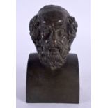 A 19TH CENTURY ITALIAN GRAND TOUR BUST OF HOMER. 12 cm x 6 cm.