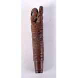 A 19TH CENTURY EUROPEAN CARVED TREEN FRUITWOOD FINIAL. 9 cm long.