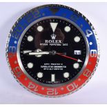 A ROLEX SHOP DISPLAY ADVERTISING WALL CLOCK. 33 cm diameter.