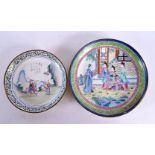 TWO 19TH CENTURY CHINESE CANTON ENAMEL DISHES Qing. Largest 16 cm diameter. (2)