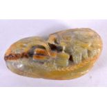 A CHINESE CARVED JADE PEBBLE 20th Century. 10.5 cm x 5.5 cm.