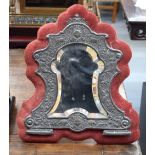 A GOOD LARGE VICTORIAN SILVER MIRROR decorated with animals and mask heads. 40 cm x 36 cm.