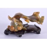 A CHINESE REPUBLICAN PERIOD CARVED SOAPSTONE FISH. 8.5 cm x 5.25 cm.
