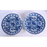 A PAIR OF 19TH CENTURY CHINESE BLUE AND WHITE PORCELAIN PLATES Qing. 24 cm diameter.