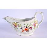 A LARGE 18TH CENTURY DERBY PORCELAIN SAUCEBOAT painted with floral sprays. 22 cm x 12 cm.
