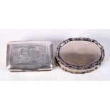 TWO CONTINENTAL SILVER PILL BOXES. Stamped 800, Largest 2.5cm x 6.4cm, total weight 80.7g