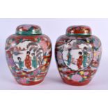 A PAIR OF EARLY 20TH CENTURY JAPANESE TAISHO PERIOD PORCELAIN GINGER JARS. 15 cm x 10 cm.