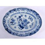 AN 18TH CENTURY CHINESE EXPORT BLUE AND WHITE PORCELAIN DISH Qianlong. 23 cm x 15 cm.