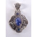 A SILVER PENDANT INSET WITH GEMS. Stamped 925, 5.2cm x 3.2cm, weight 16.5g