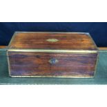 AN ANTIQUE ROSEWOOD CAMPAIGN WRITING BOX. 52 cm x 27 cm.